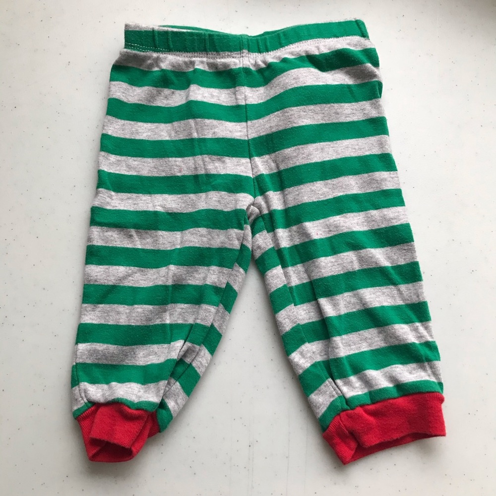 5/$25 CARTERS Striped Pants with Santa Face Bum